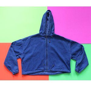 Vintage Blue Denim Hooded Jean Jacket
